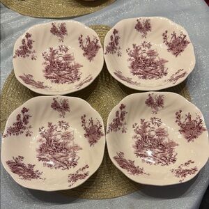 VTG Johnson Bros Pastorale Toile de Jouy Bowls Set of 4, Made in England